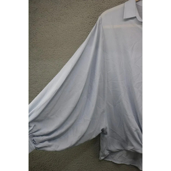 Umgee Light Blue Huge Dolan Balloon Sleeves Top-Size Large-Boho-Cottagecore - Picture 3 of 10